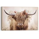 Reinders! Wandbild Highlander in Blumen | Braun 2