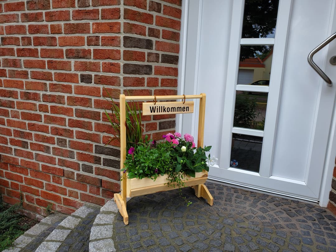 Promadino Pflanzkübel Willkommen | Holztöne