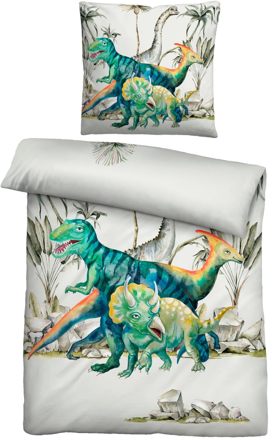 Biberna Kinderbettwäsche Dinos | Mehrfarbig