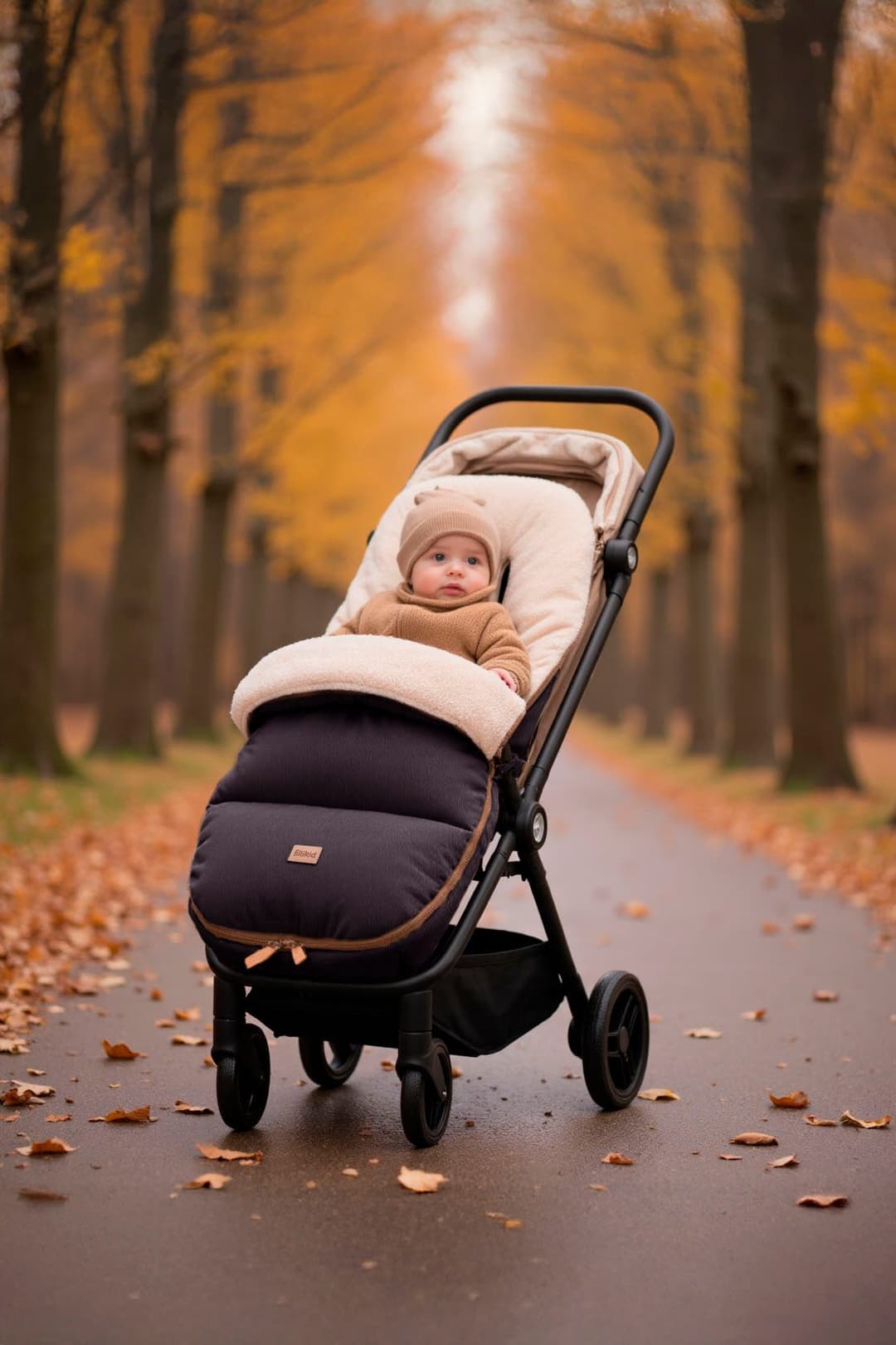 Fillikid Fußsack Kinley Cord/Teddyplüsch | Schwarz