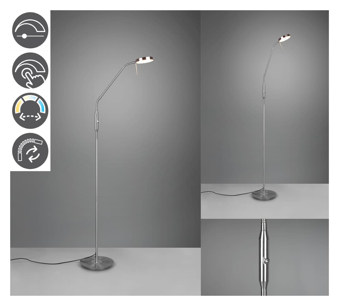 TRIO Leuchten LED Stehlampe MONZA | Silber