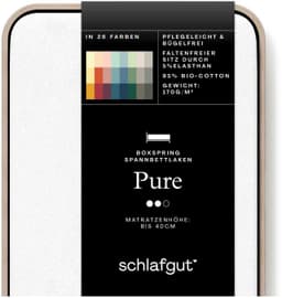 Schlafgut Spannbettlaken PURE BOXSPRING | Weiß