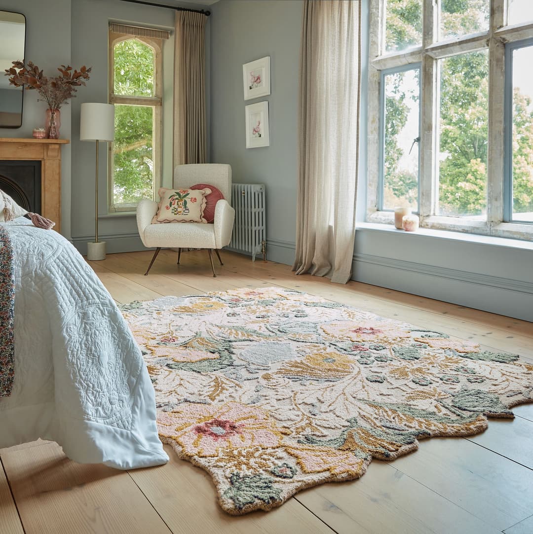 FLAIR RUGS Daphne Floral Wollteppich | Rosa