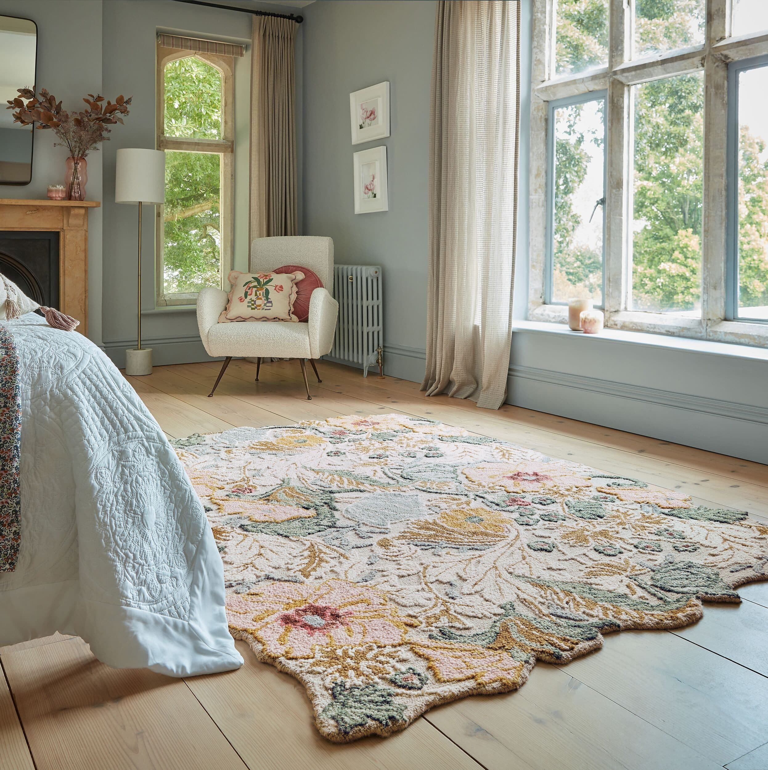FLAIR RUGS Wollteppich Daphne Floral | Mehrfarbig