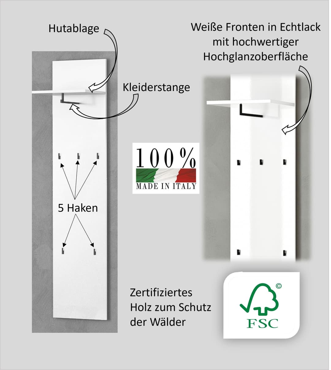 Home affaire Garderobenpaneel MISTER | Weiß