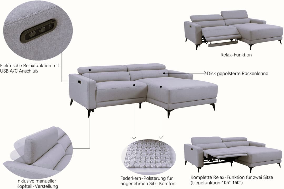 OTTO home Ecksofa LEWII | Grau