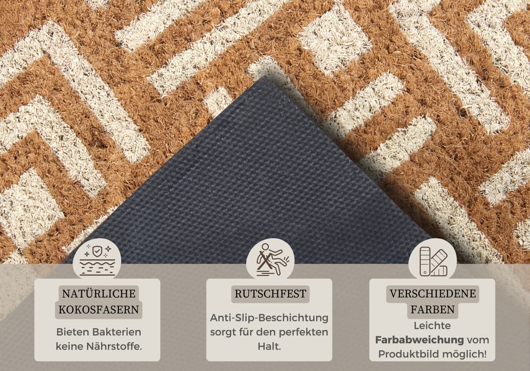 HANSE Home Fußmatte Mix Mats Kokos Hello Geometric | Braun