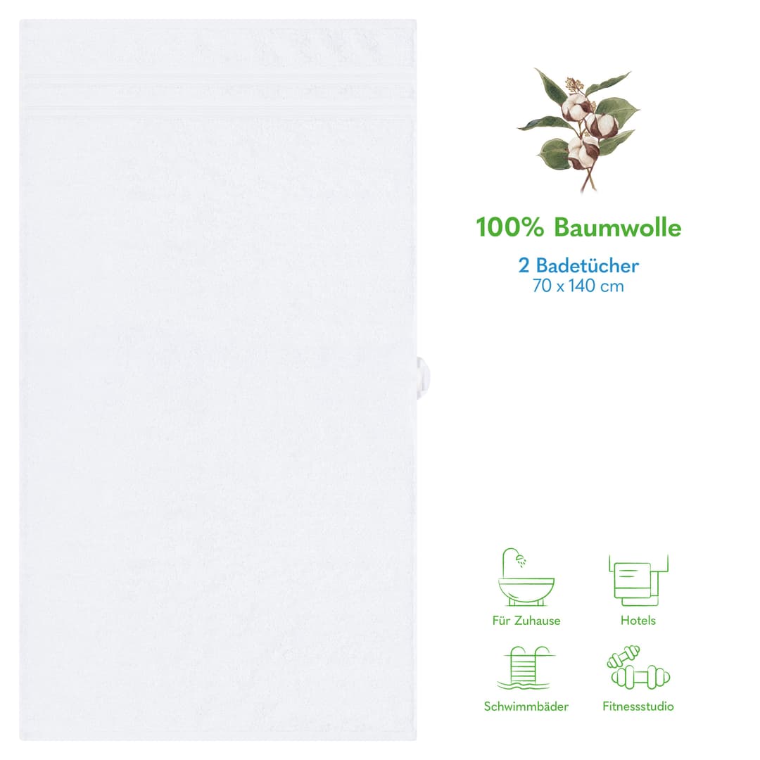 HAMMETEX Duschtuch 2er Set | Weiß
