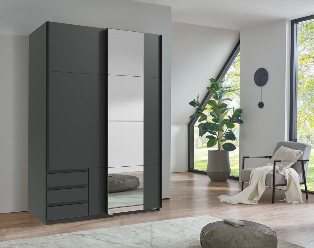 Wimex Schwebetürenschrank Emden | Schwarz