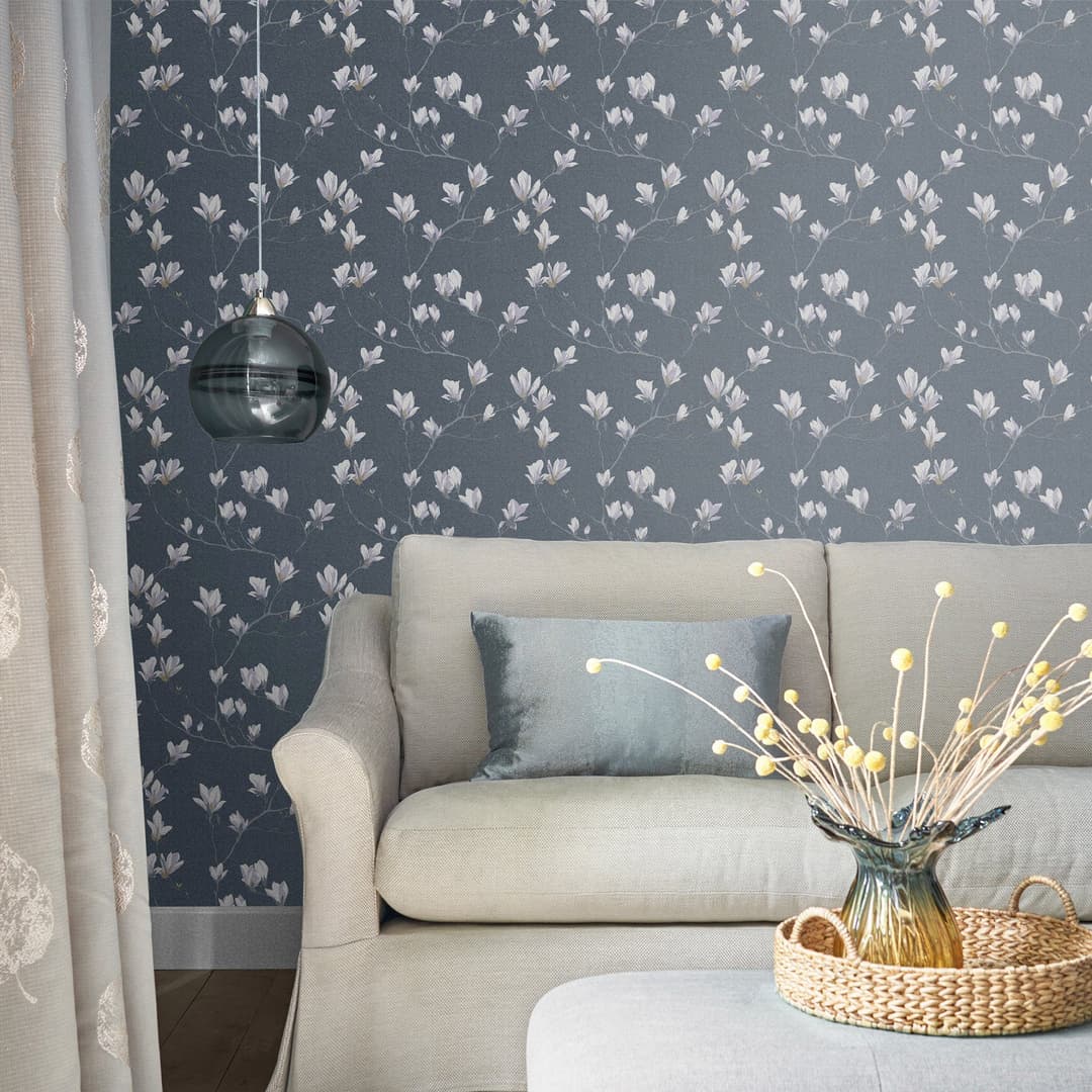 LAURA ASHLEY Vliestapete Magnolia Grove | Grau
