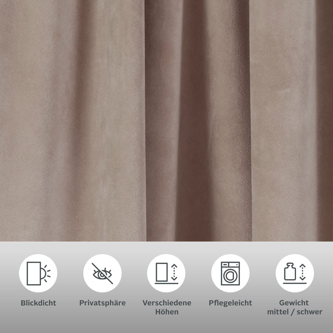 LeGer Home by Lena Gercke Vorhang Samt Ladina | Beige