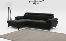COTTA Ecksofa Hudson L-Form | Schwarz
