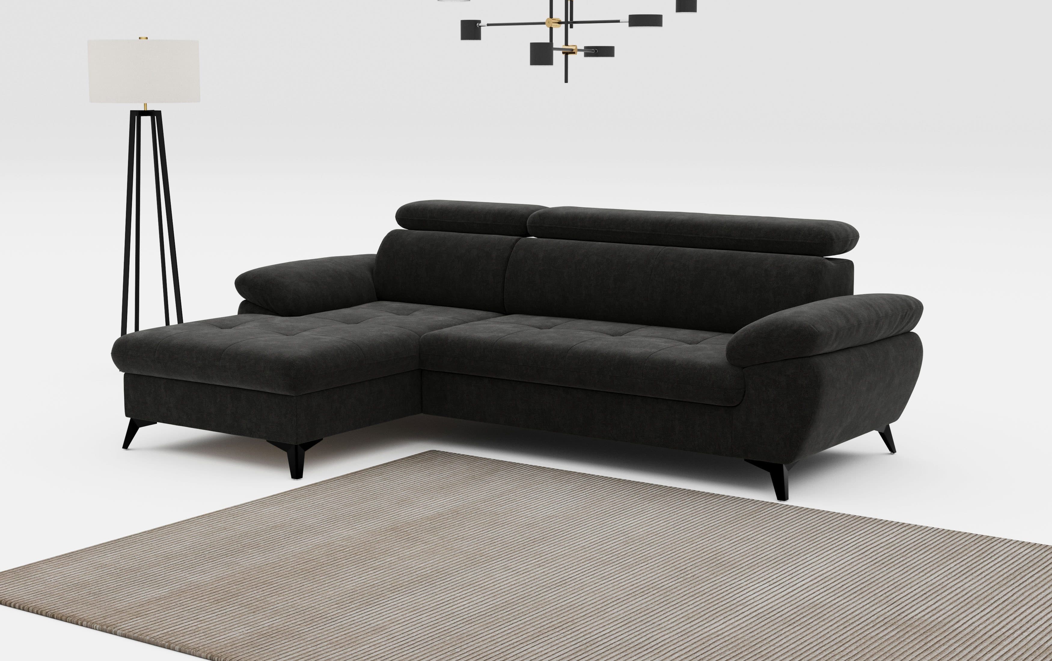COTTA Ecksofa Hudson L-Form | Schwarz