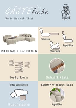 Jockenhöfer Gruppe Wohnlandschaft Orlando U-Form | Schwarz