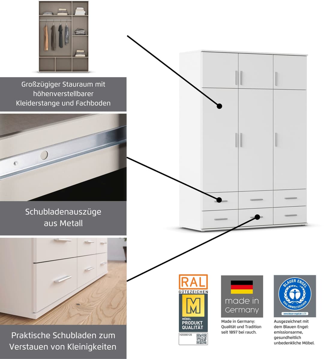 rauch Kleiderschrank KEMI | Weiß