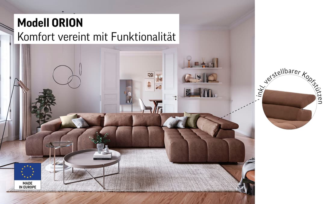 COTTA Wohnlandschaft Orion U-Form | Grau