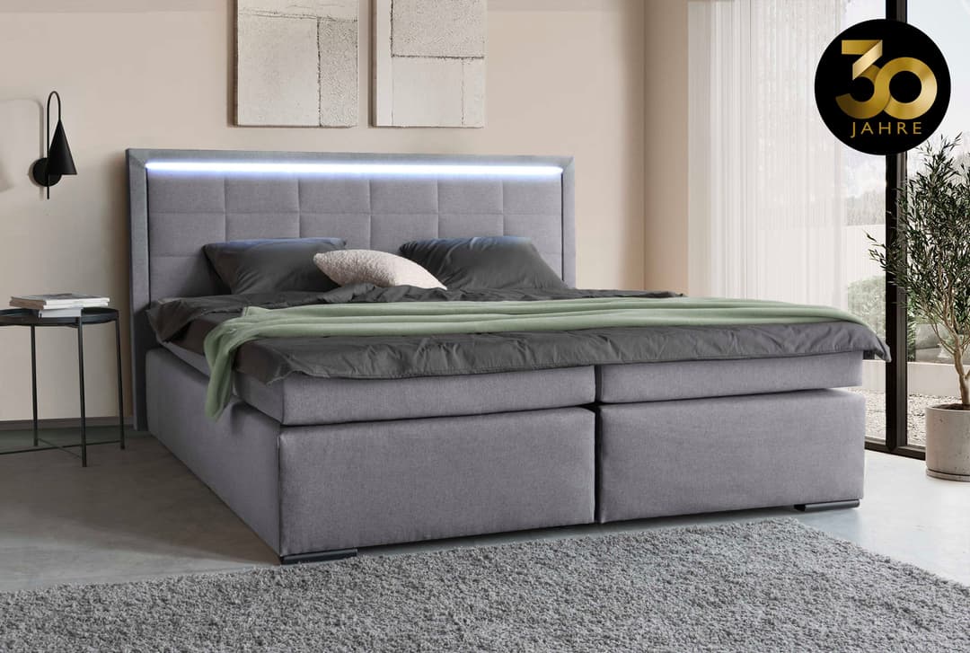 COLLECTION AB Boxspringbett 30 Jahre Jubiläums-Modell Athena | Grau
