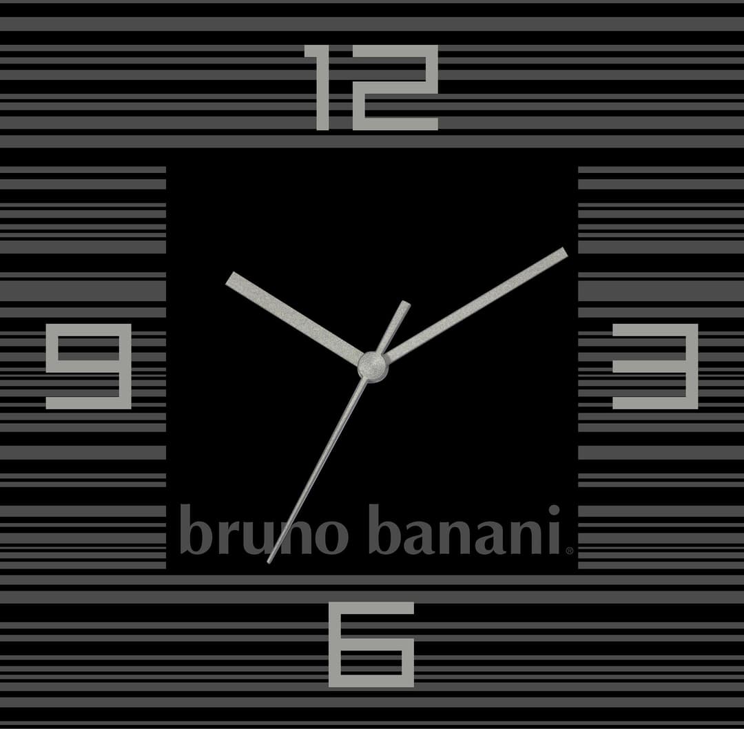 Bruno Banani Wanduhr Thin Stripes auf Alu | Schwarz