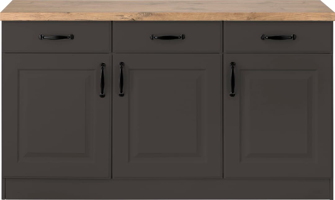 wiho Küchen Unterschrank Erla 150 cm breit mit Kassettenfront | Braun