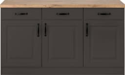 wiho Küchen Unterschrank Erla 150 cm breit mit Kassettenfront | Braun