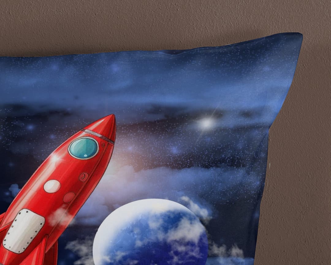 PURE luxury collection Kinderbettwäsche Rocket | Blau