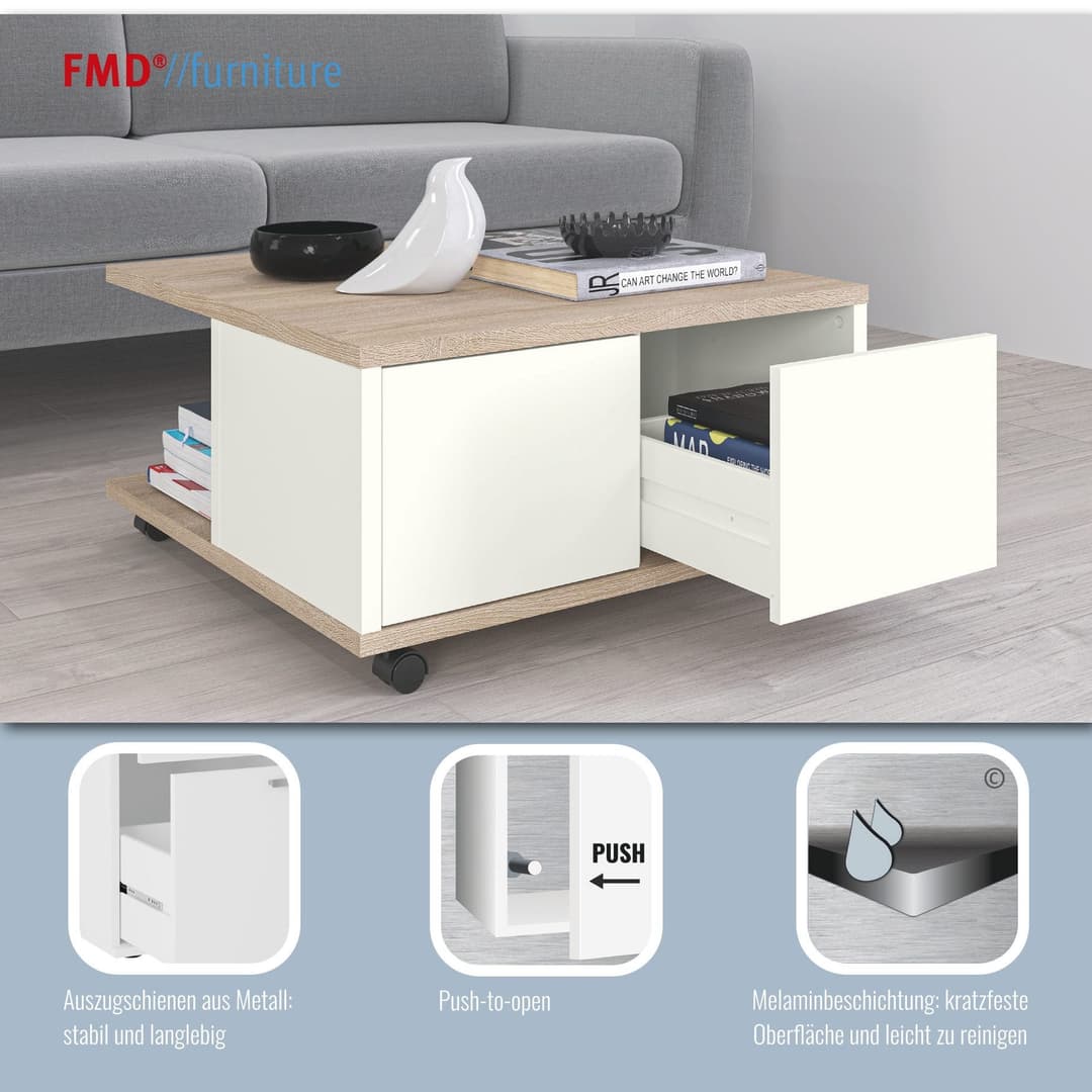 FMD Couchtisch Twin | Weiß