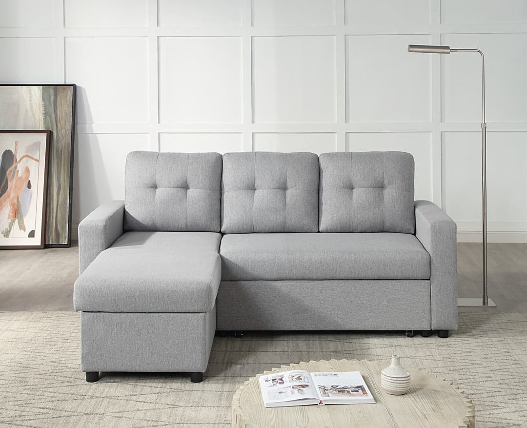 ATLANTIC home collection Ecksofa Gino L-Form | Grau