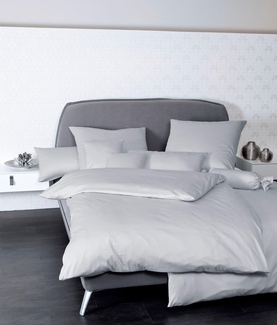 Janine Kissenbezug Colors Mako Satin | Grau