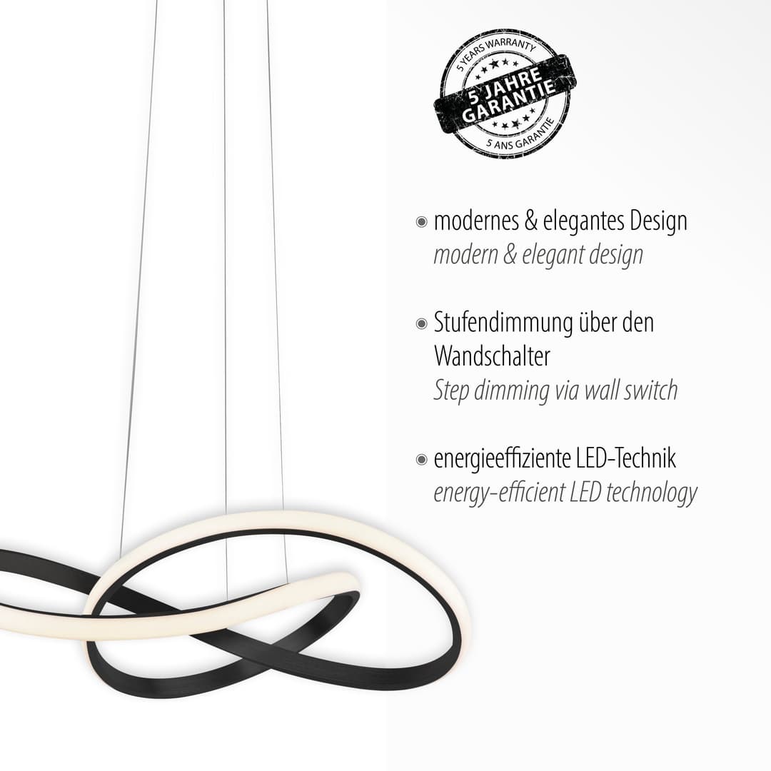 JUST LIGHT Pendelleuchte MARIA | Schwarz