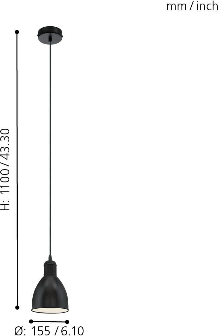 EGLO Pendelleuchte PRIDDY | Schwarz