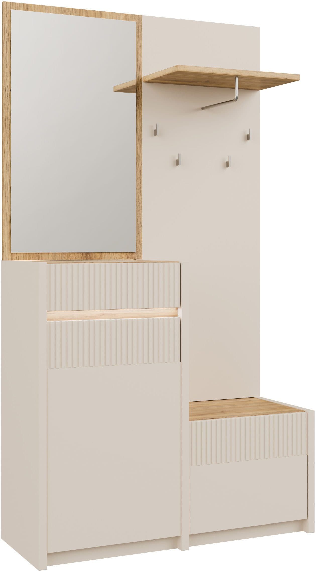 FORTE Oak Squere Kompaktgarderobe | Beige