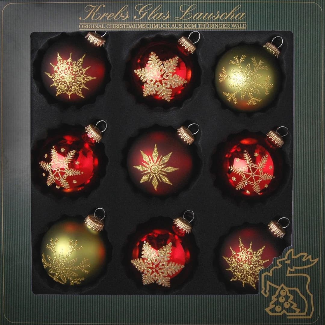 Krebs Glas Lauscha Weihnachtsbaumkugel Schneeflocken | Mehrfarbig