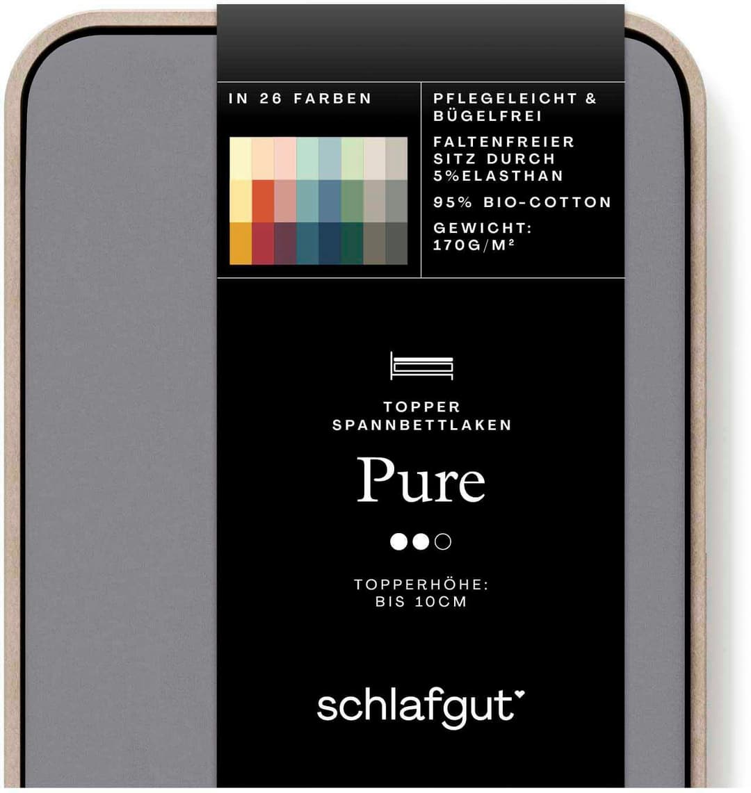 Schlafgut Spannbettlaken PURE TOPPER | Grau