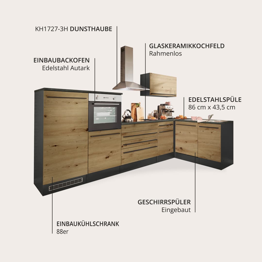 BASIC by Balculina Winkelküche Jazz | Braun