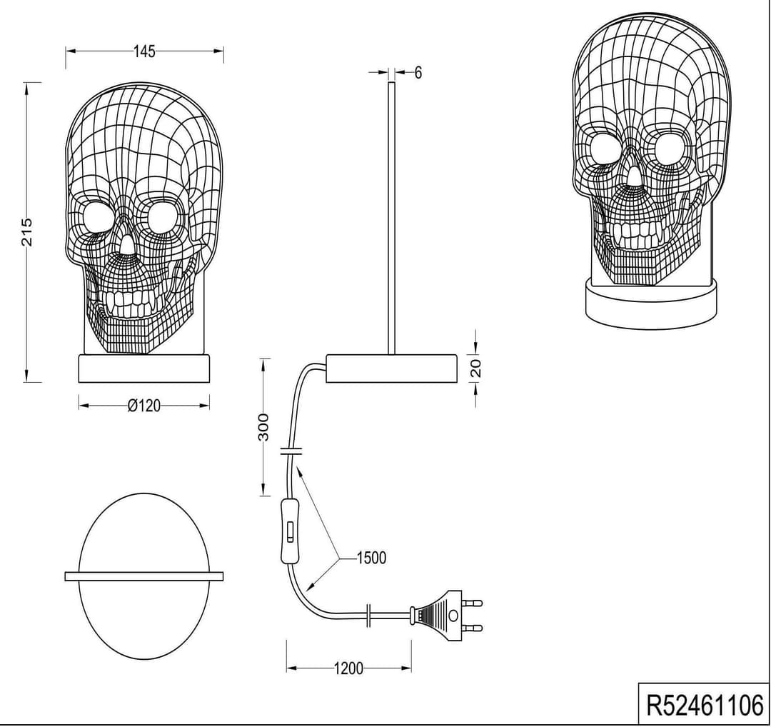 Reality Leuchten LED Tischleuchte Skull | Mehrfarbig