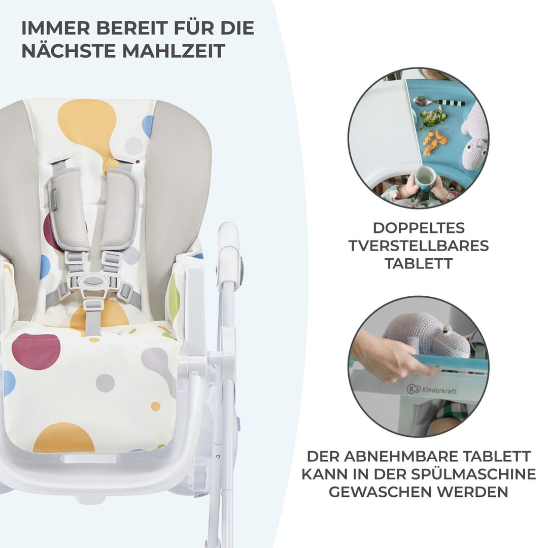 Kinderkraft Hochstuhl YUMMY | Mehrfarbig