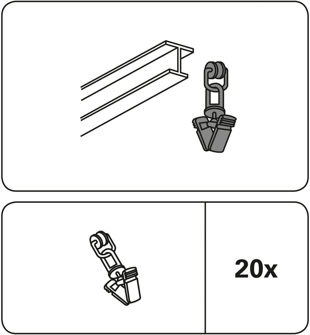 GARDINIA Gardinenring T-Rollringe mit Klammer | Weiß