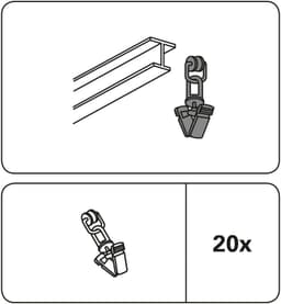 GARDINIA Gardinenring T-Rollringe mit Klammer | Weiß