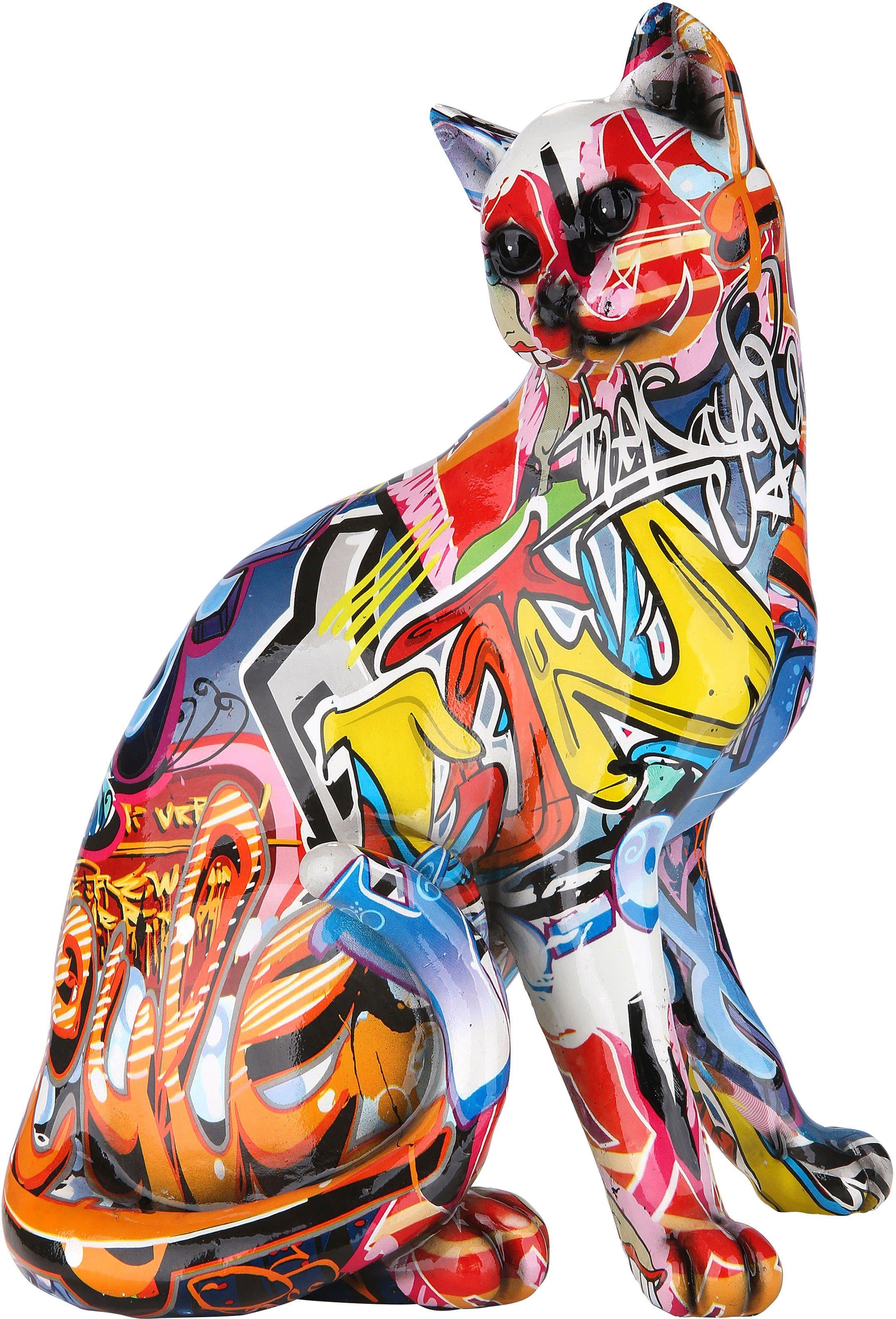 GILDE Dekofigur Pop Art Katze | Mehrfarbig