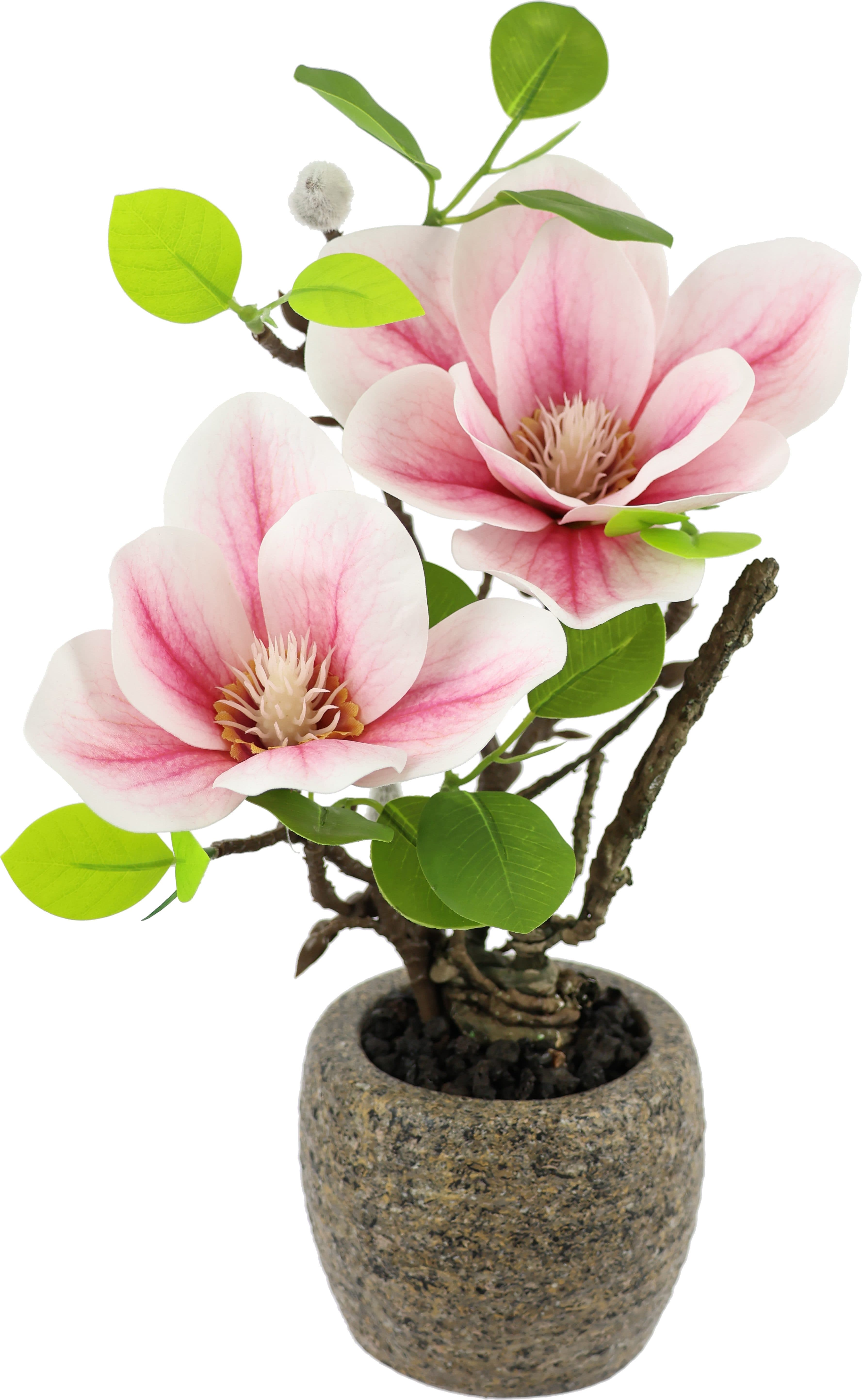 Kunstblume Magnolie im Topf | Rosa