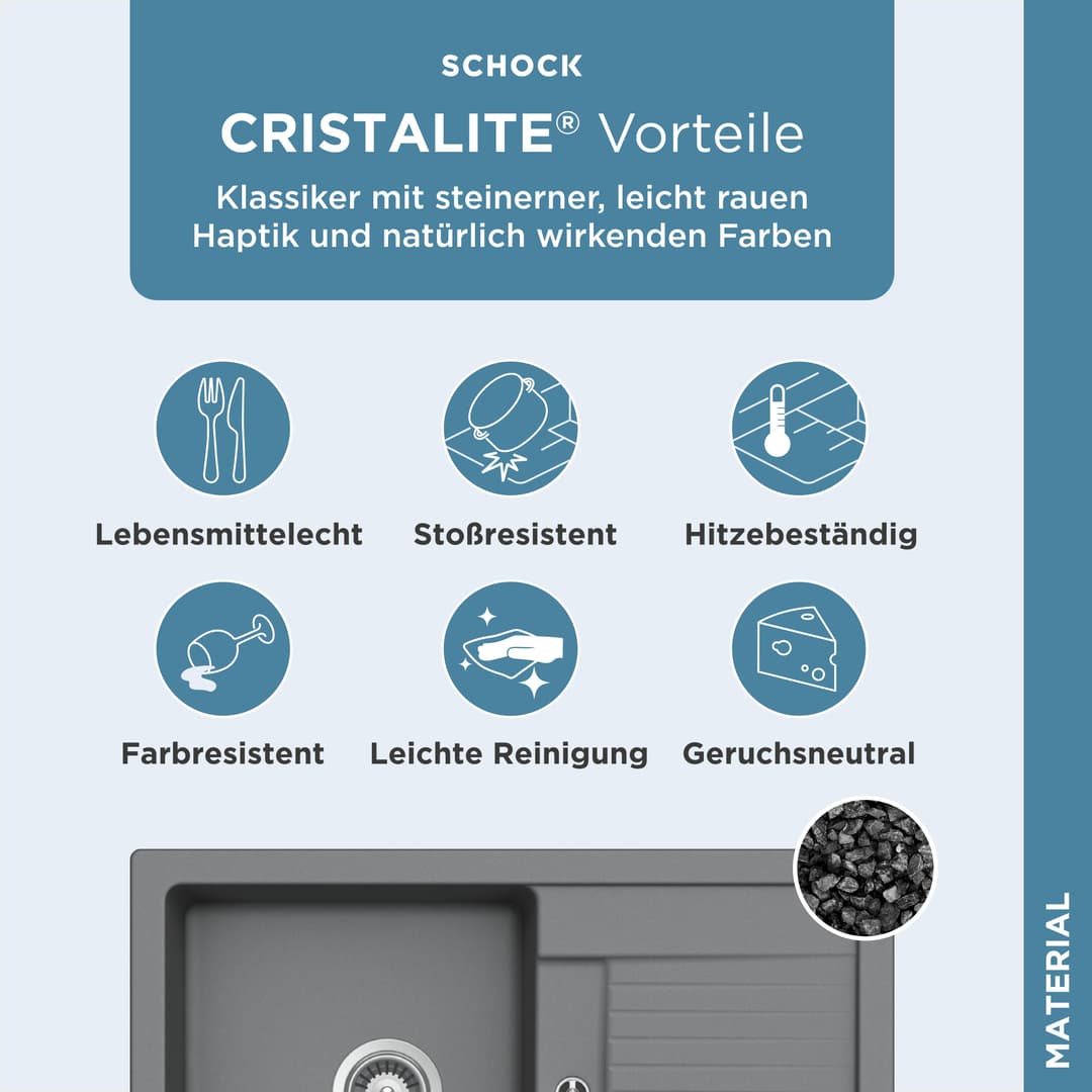 Schock Lima D-100S Granitspüle | Grau