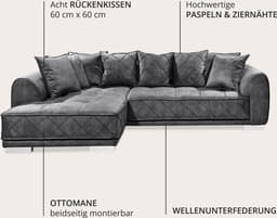ED EXCITING DESIGN Ecksofa Sentina | Grau