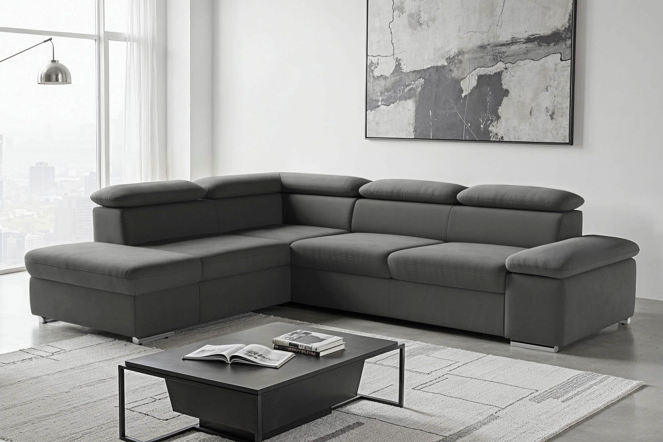 sit&more Ecksofa Valentine L-Form | Grau