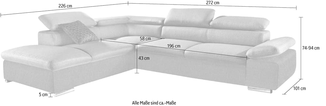 sit&more Ecksofa Alcudia L-Form | Grau