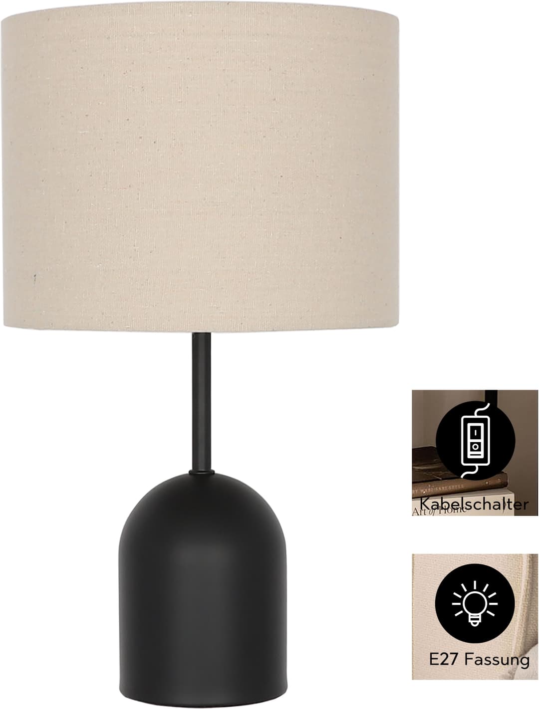 OTTO home Tischleuchte Charleen | Schwarz