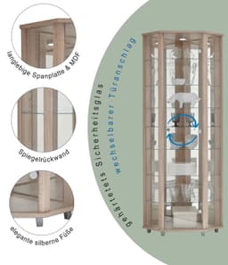 fif möbel Eckvitrine TRIO | Holztöne