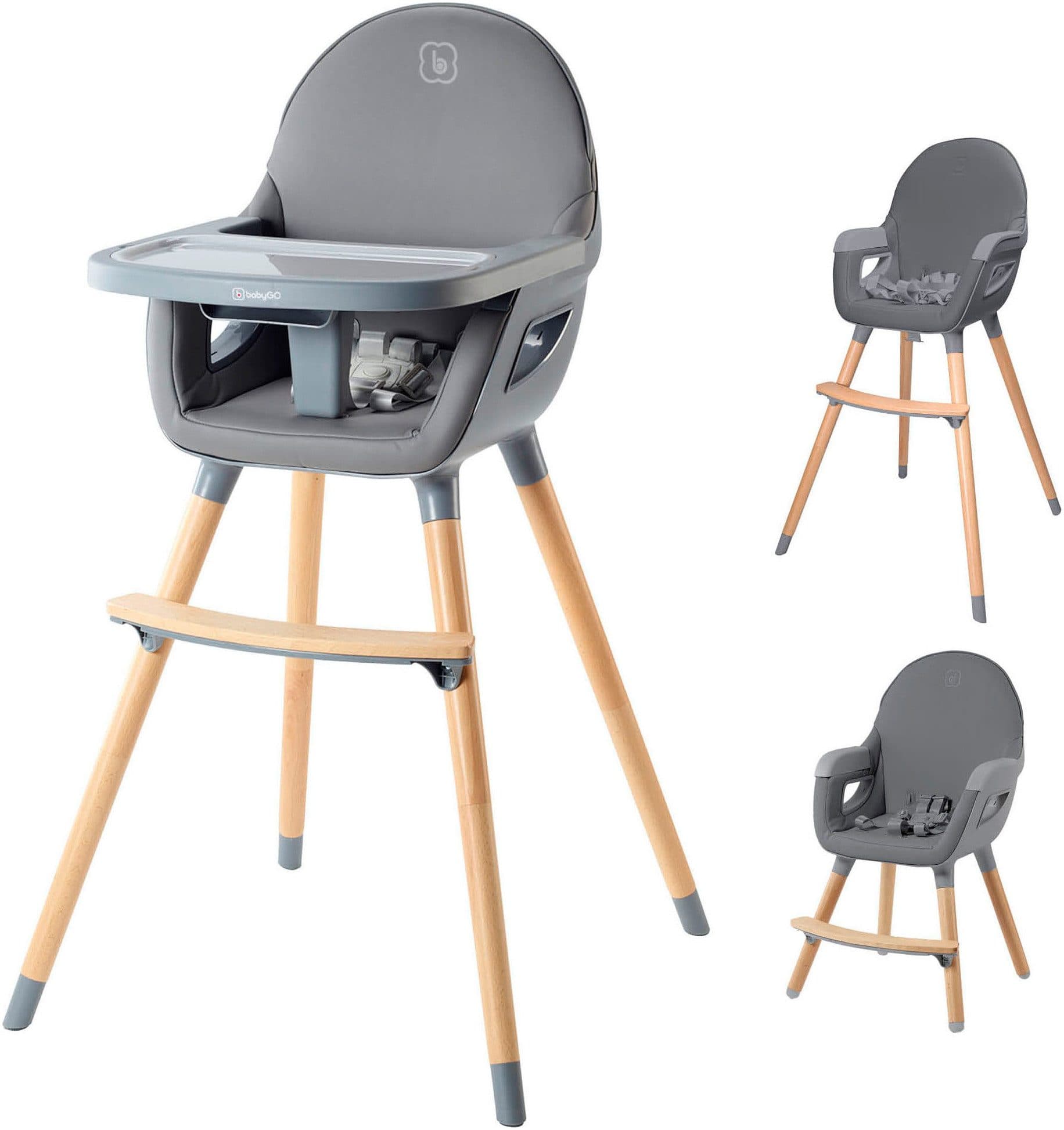 BabyGo Hochstuhl Scandi - wood | Grau