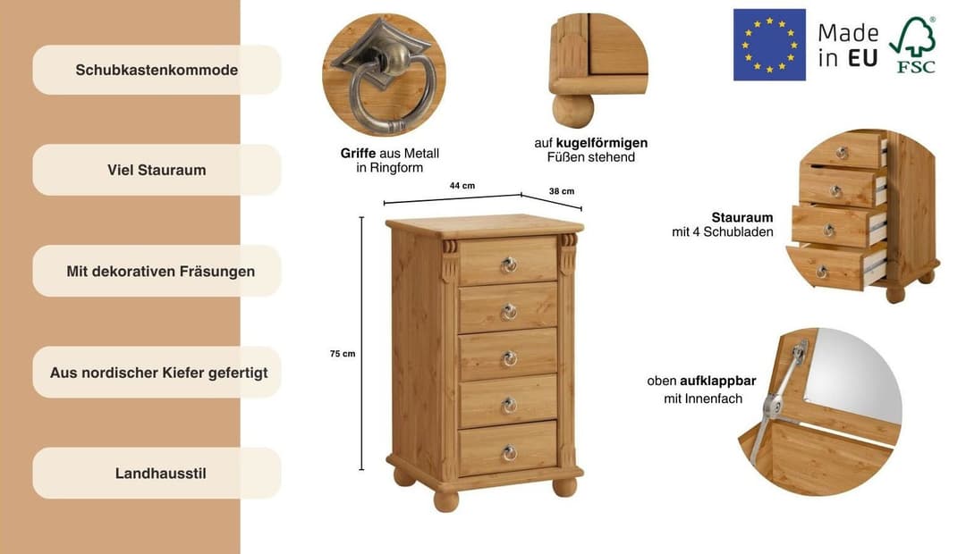 OTTO home Schubkastenkommode Tessin | Holztöne