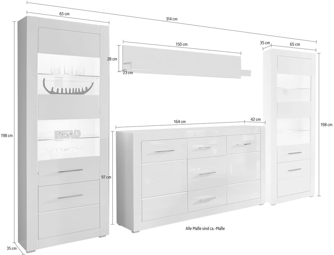 Home affaire Wohnwand BIANCO | Weiß
