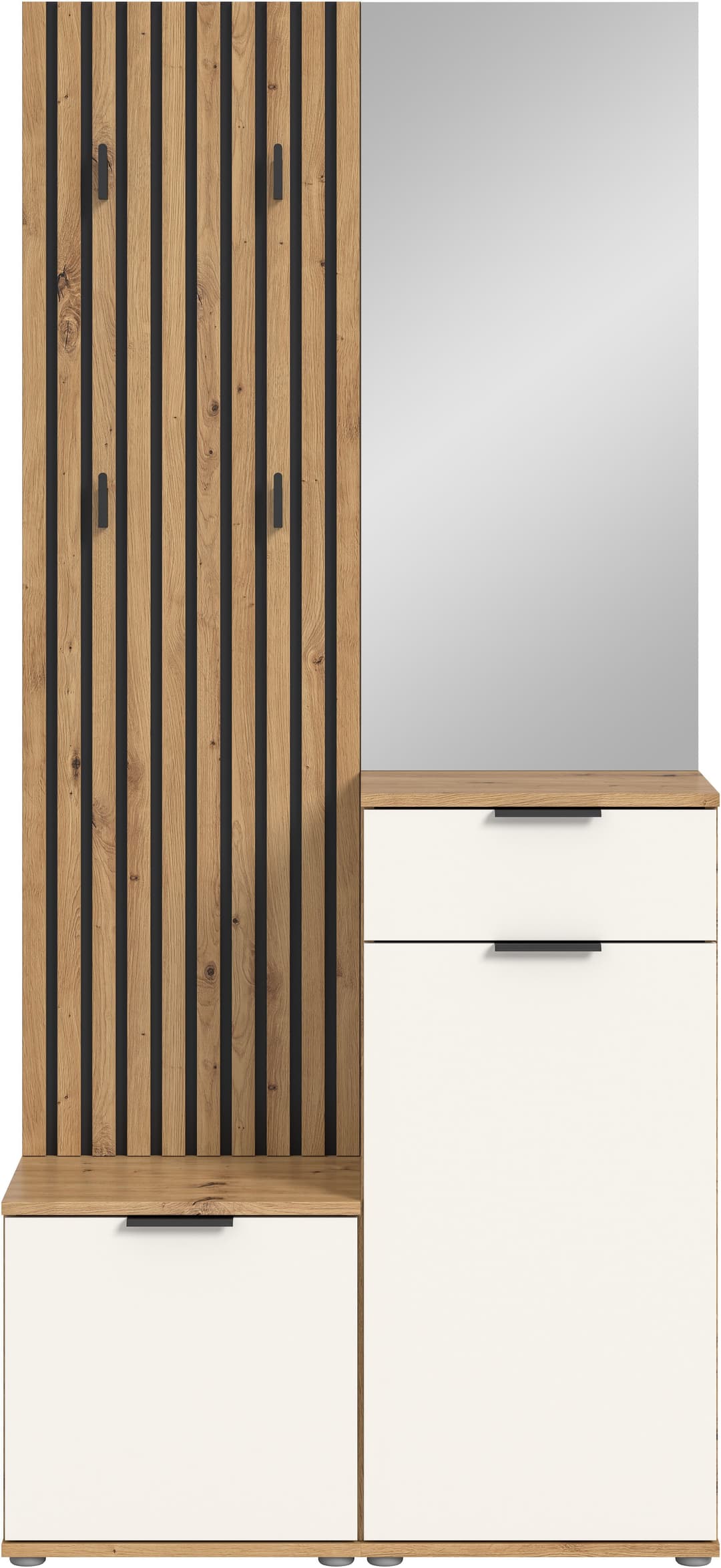 HBZ Kompaktgarderobe Simple mit Spiegel | Holztöne